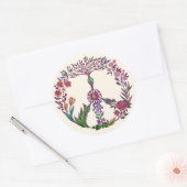 Kleurrijke Vredes Bloemige Cute Boho Hippie Hartve Ronde Sticker (Envelop)