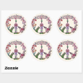 Kleurrijke Vredes Bloemige Cute Boho Hippie Hartve Ronde Sticker (Vel)
