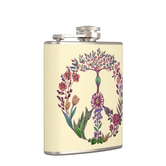 Kleurrijke Vredesbloem Cute Boho Hippie Hartelijk Heupfles (Rechts)