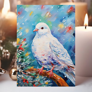 Kleurrijke Vredesduif Kerstmis Feestdagen Kaart