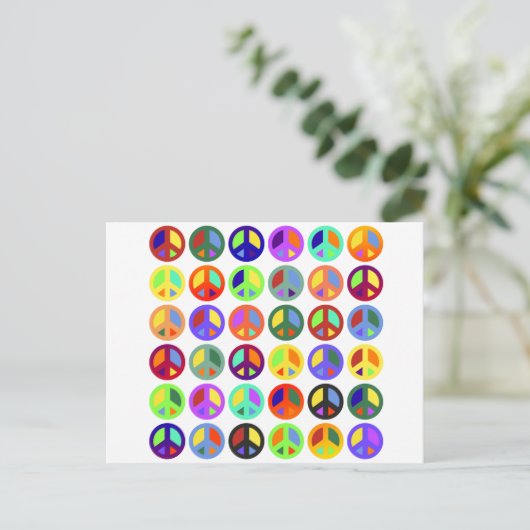 Kleurrijke vredessignalen briefkaart (Staand voorkant)