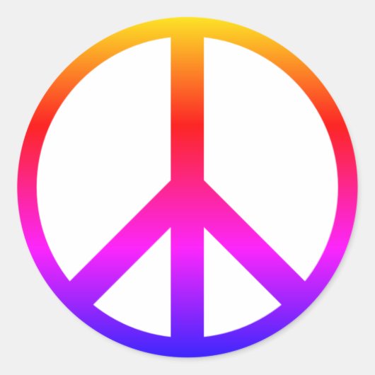 Kleurrijke vredessymbool rond sticker (Voorkant)