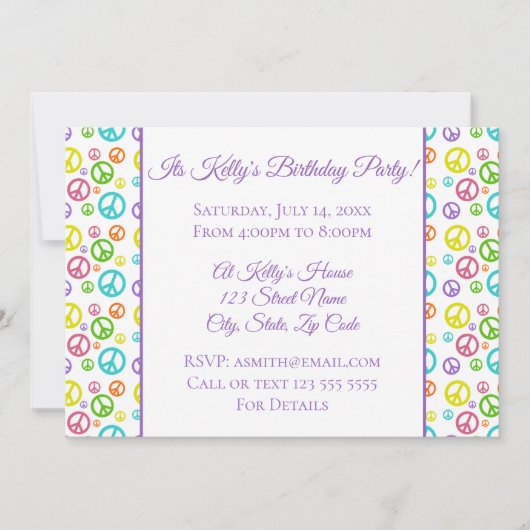 Kleurrijke Vredestekenen Verjaardag Kaart (Voorkant)