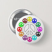 kleurrijke vredestroepen ronde button 5,7 cm (Voorkant /achterkant)