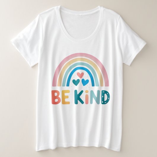 Kleurrijke vriendelijkheid regenboog grote maat t-shirt (Design voorkant)