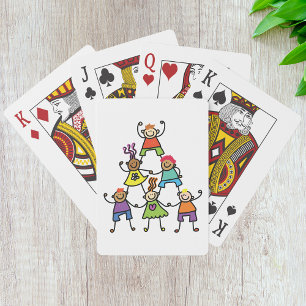 Kleurrijke VriendschapsPiramide voor Kinderen Pokerkaarten