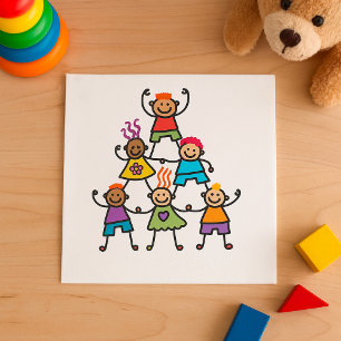 Kleurrijke VriendschapsPiramide voor Kinderen Servet