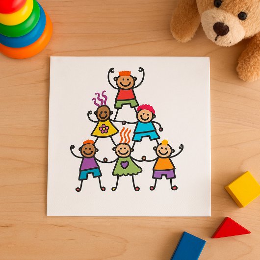 Kleurrijke VriendschapsPiramide voor Kinderen Servet