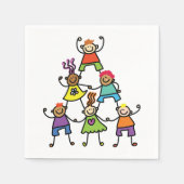 Kleurrijke VriendschapsPiramide voor Kinderen Servet (Voorkant)