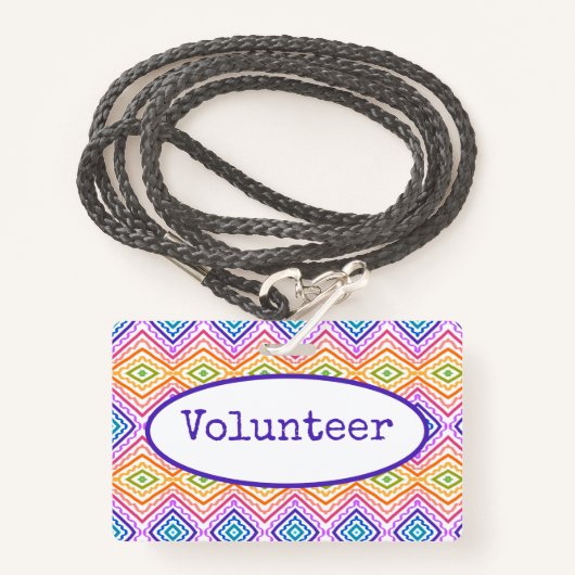 Kleurrijke Vrijwilliger Badge (Voorkant met draagriem)