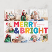 Kleurrijke Vrolijk en Helder Jaar In Review Zes-Fo Feestdagenkaart (Voorkant)