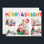 Kleurrijke Vrolijk en Helder Vijf Foto Feestdagenkaart<br><div class="desc">Leg de vreugde en magie van het vakantieseizoen vast met deze unieke en feestelijke, kleurrijke vrolijke en heldere vijf foto-vakantiekaart. Het eenvoudige maar leuke ontwerp heeft een regenboogkleurenpalet van rood, groen, geel, blauw, sinaasappel en roze, waardoor een levendige en vrolijke sfeer wordt gecreëerd. De creatieve en minimalistische aanpak, met gedurfde...</div>