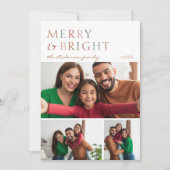 Kleurrijke Vrolijk & Helder 3 Fotocollage Kerstmis Feestdagenkaart (Voorkant)