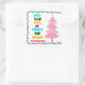 Kleurrijke vrolijk helder roze kerstboom partij vierkante sticker (Tas)