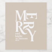 Kleurrijke vrolijk kerstcadeau wijn etiket (Enkel label)