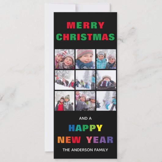 Kleurrijke vrolijk kerstfeest - Verticale kerstkaa Kaart (Voorkant)