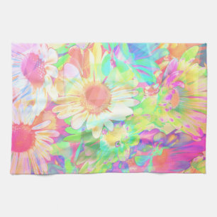 Kleurrijke vrolijke bloemen artistieke abstracte b theedoek