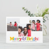 Kleurrijke vrolijke en heldere familie 3 fotocolla feestdagenkaart (Staand voorkant)