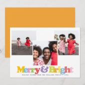 Kleurrijke vrolijke en heldere familie 3 fotocolla feestdagenkaart (Voorkant / Achterkant)