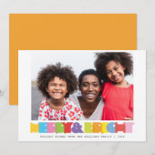 Kleurrijke vrolijke en heldere familie foto Kerstm Feestdagenkaart (Voorkant / Achterkant)