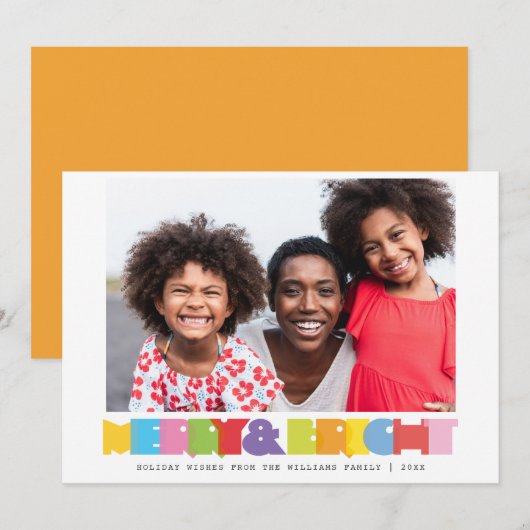Kleurrijke vrolijke en heldere familie foto Kerstm Feestdagenkaart (Voorkant / Achterkant)