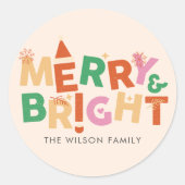 Kleurrijke Vrolijke en Heldere Familie Ronde Sticker (Voorkant)