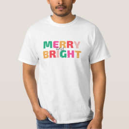 Kleurrijke vrolijke en heldere kerst met vette let t-shirt