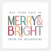 Kleurrijke vrolijke en heldere Schattigee Retro St Vierkante Sticker (Voorkant)