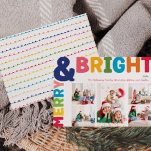Kleurrijke vrolijke en heldere vijf foto feestdagenkaart