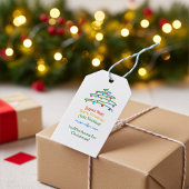 Kleurrijke vrolijke internationale vrolijke kerstb cadeaulabel