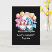 Kleurrijke vrolijke kabouters met ballonnen kaart (Gele Bloem)