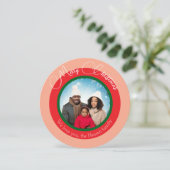 Kleurrijke vrolijke kerst familie foto vakantie feestdagenkaart (Staand voorkant)