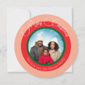 Kleurrijke vrolijke kerst familie foto vakantie feestdagenkaart (Voorkant)