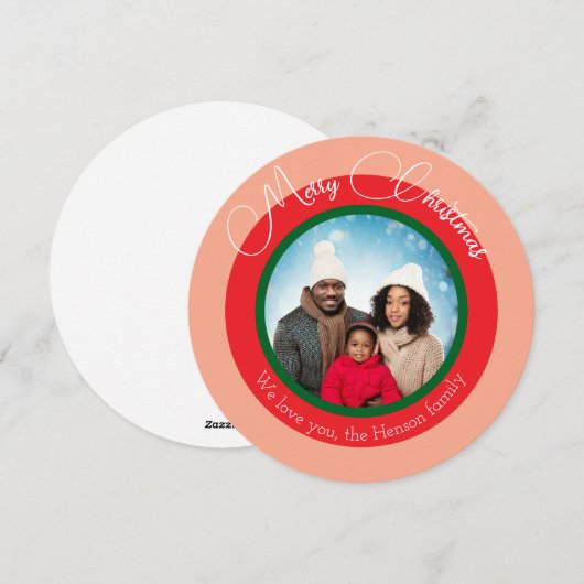 Kleurrijke vrolijke kerst familie foto vakantie feestdagenkaart (Voorkant / Achterkant)