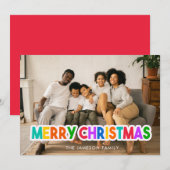 Kleurrijke vrolijke kerst fotokaart feestdagenkaart (Voorkant / Achterkant)