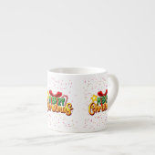 Kleurrijke vrolijke kerst harten en sterren espres espresso kop (Voorkant rechts)