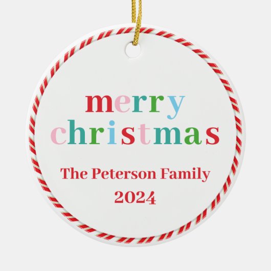 Kleurrijke vrolijke kerst jaarlijks Ornament (Voorkant)