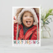  Kleurrijke Vrolijke Kerst Schattigee Sterren Foto Feestdagenkaart (Staand voorkant)