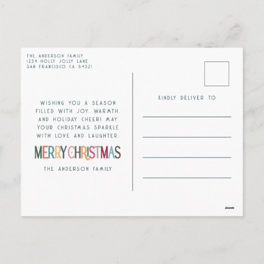  Kleurrijke Vrolijke Kerst Schattigee Sterren Foto Feestdagenkaart (Achterkant)