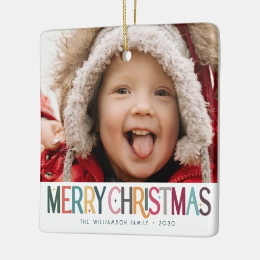  Kleurrijke Vrolijke Kerst Schattigee Sterren Foto Keramisch Ornament (Links)