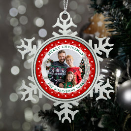 Kleurrijke Vrolijke Kerstmis Elegante Leuke Famili Tin Sneeuwvlok Ornament