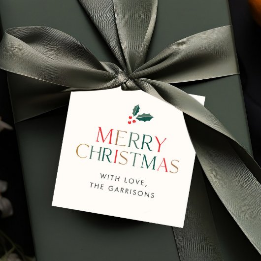 Kleurrijke Vrolijke Kerstmis groen laat cadeau Bedankjes Labels