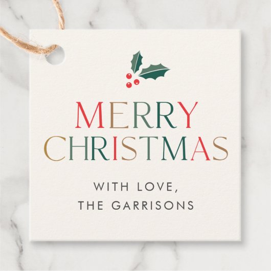 Kleurrijke Vrolijke Kerstmis groen laat cadeau Bedankjes Labels (Voorkant)