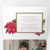 Kleurrijke Vrolijke Kerstmis | Poinsettias | Foto Drieluik Wenskaart (Binnenzijde eerst)