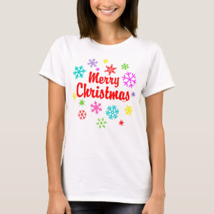 Kleurrijke Vrolijke Kerstmis Sneeuwvlokken T-shirt