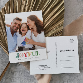 Kleurrijke vrolijke kerstportretfoto feestdagenkaart