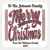 Kleurrijke vrolijke kerstsfeer! vierkante sticker (Voorkant)