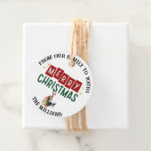 Kleurrijke Vrolijke Kersttekst Schattige Kerstcade Bedankjes Labels (In situ)