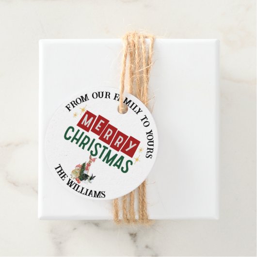 Kleurrijke Vrolijke Kersttekst Schattige Kerstcade Bedankjes Labels (In situ)