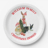 Kleurrijke Vrolijke Kersttekst Schattige Kerstfees Papieren Bordje (Voorkant)